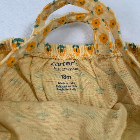 5/$25 Carter's yellow spring florals strappy sleeveless shorts bubble romper - Picture 4 of 7